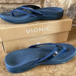 Vionic Tide Size 7 Navy Blue Women's Flip Flops Sandals Arch Support